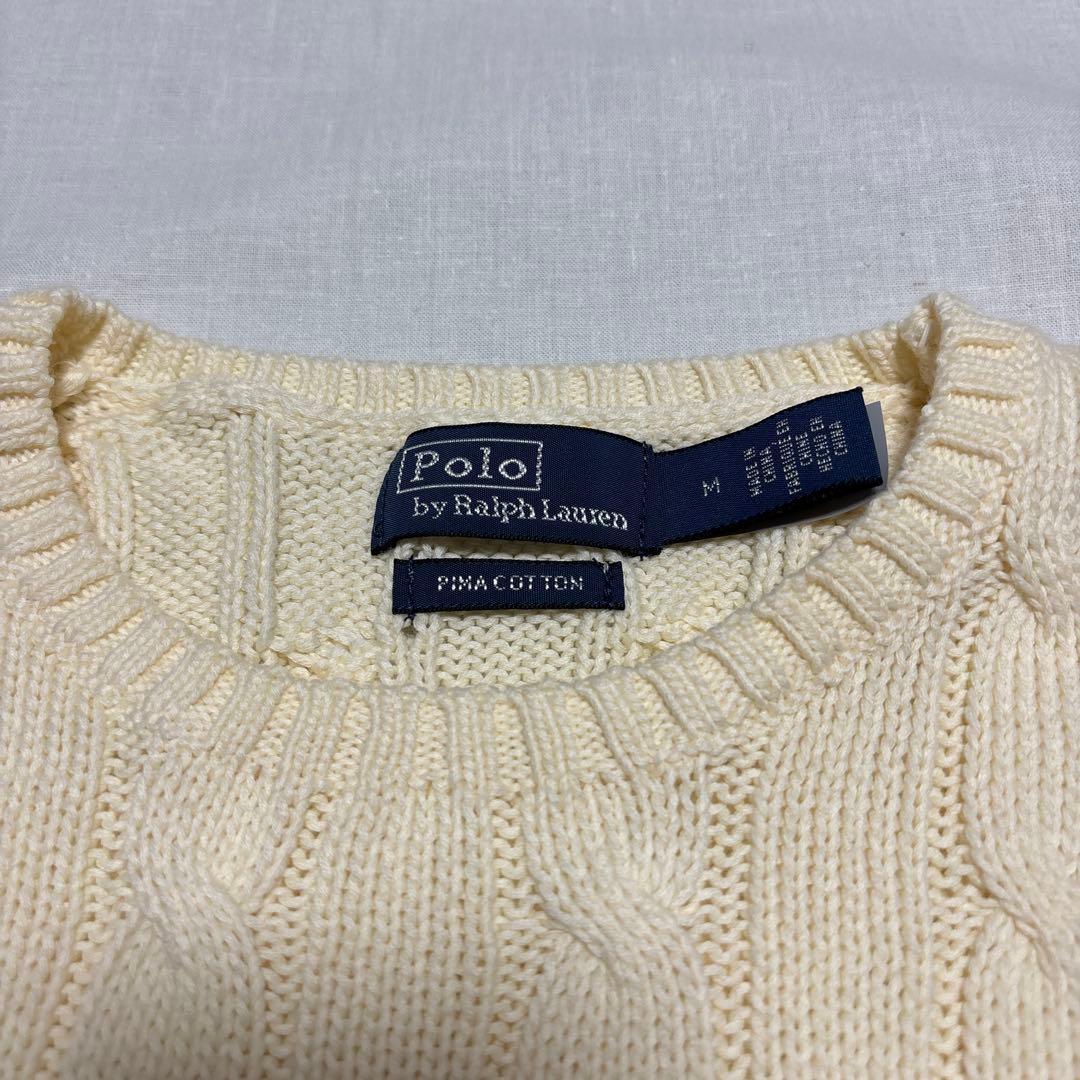 【新品未使用】ラルフローレン ケーブルニットコットンクルーネックセーター　白