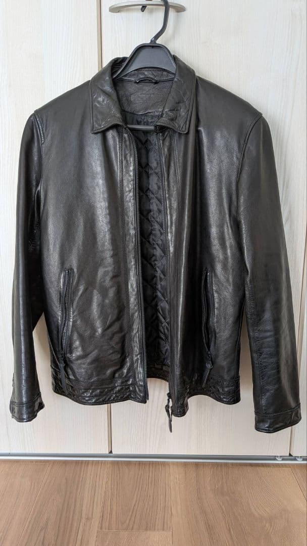 美品 XL ナノユニバース 極暖サーモライト ラムレザーライダースジャケット