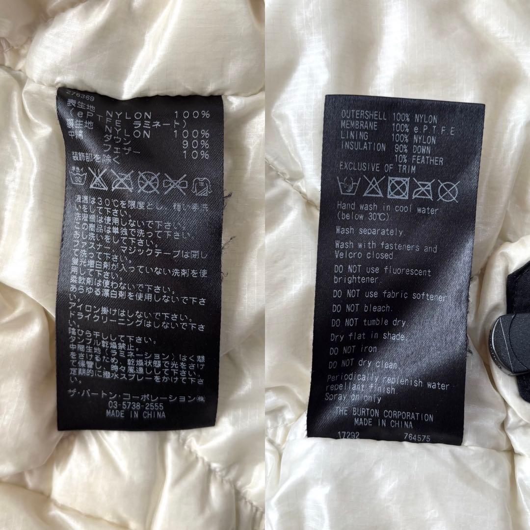 スノーボード BURTON AK457 GORE-TEX DOWN JACKET BLACK