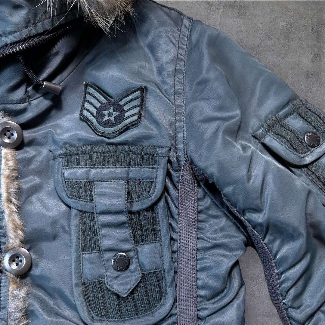 希少カラー 美品 AVIREX N-2B ミリタリー ジャケット ファー 短丈