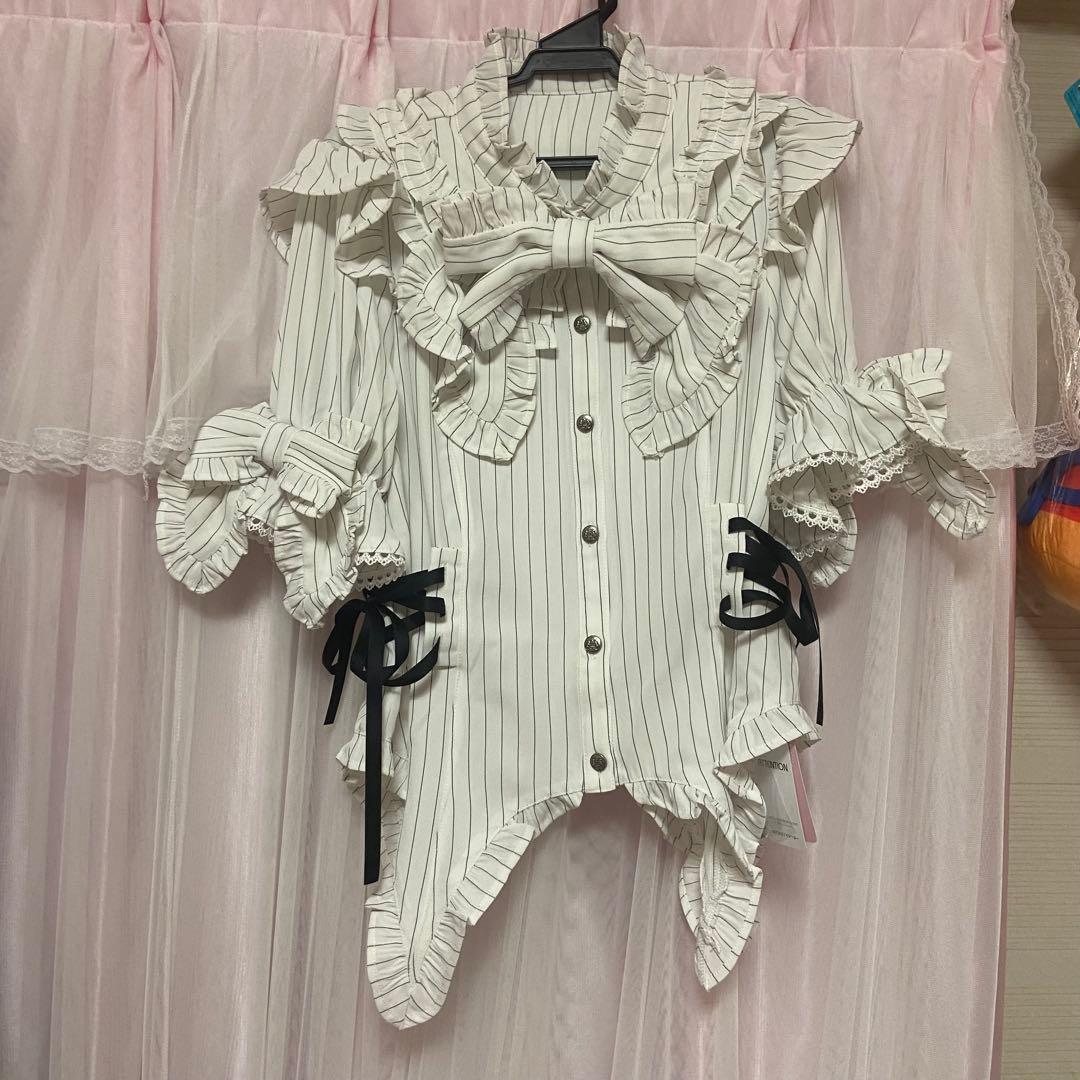ストライプリボンブラウス