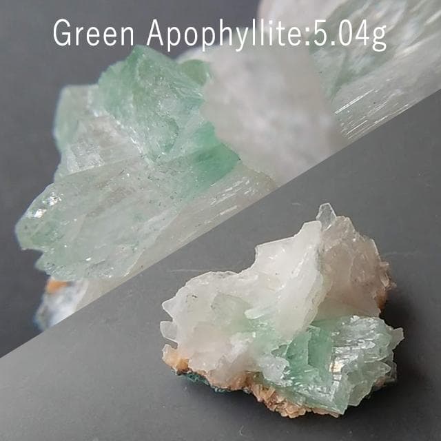 5.04g　グリーンアポフィライト　鉱物標本　アポフィライト　共生鉱物