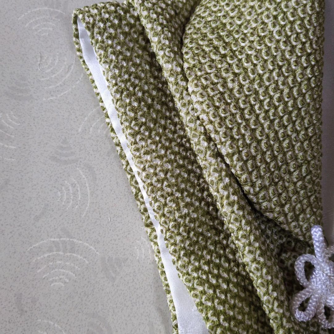 七五三３歳正絹総絞り手縫いの被布(抹茶色前のみ柄入り）