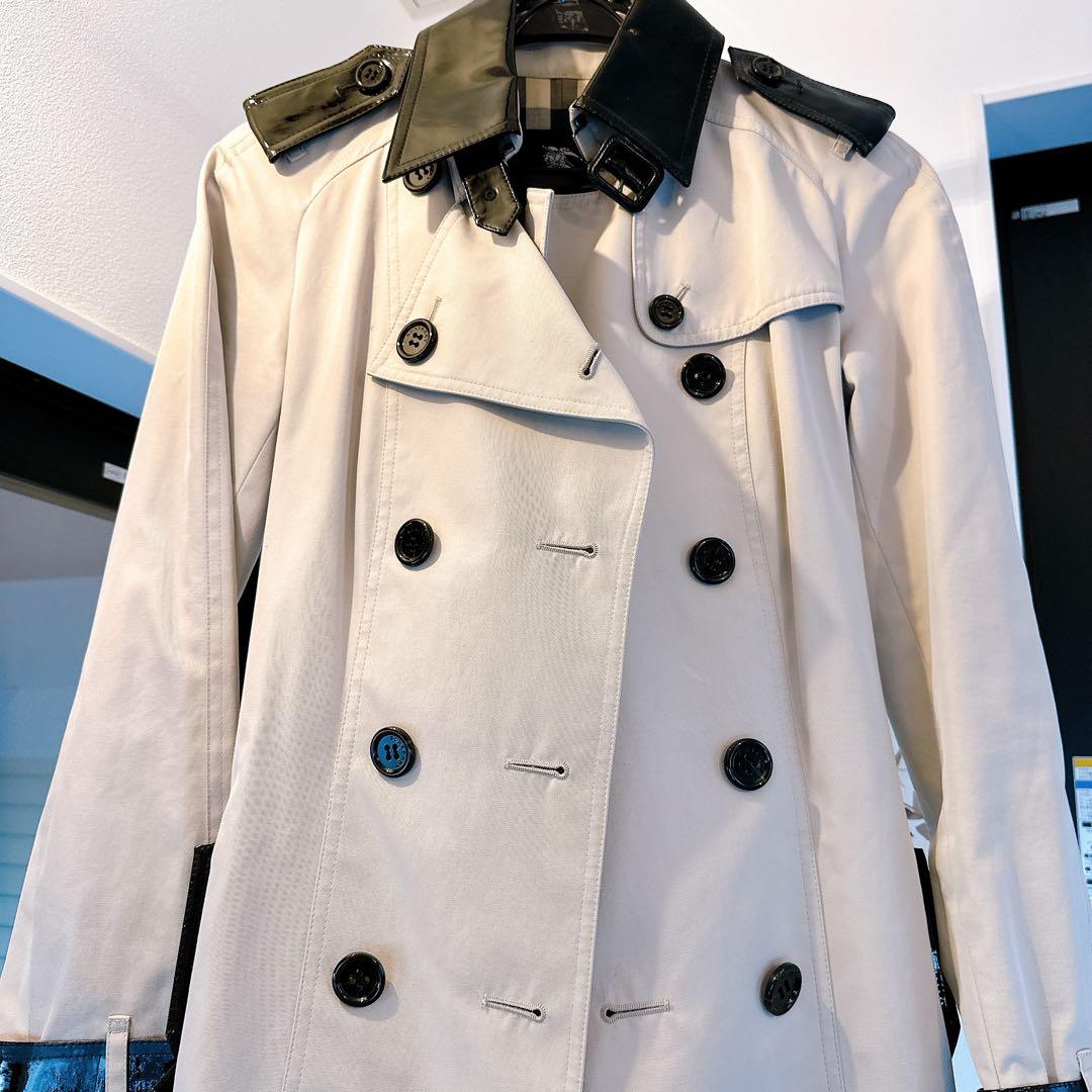 ボ*2様 【美品】BURBERRY バーバリー エナメル 切替 トレンチコートノ