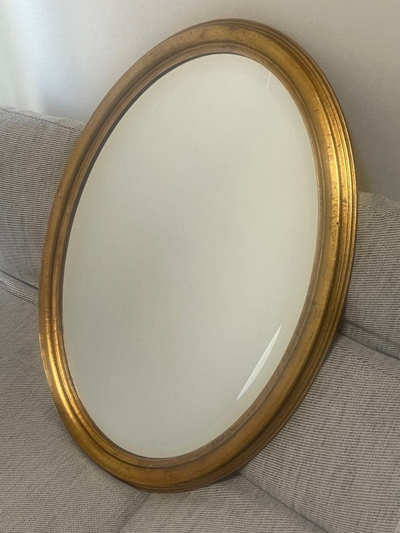 アンティークミラー　ゴールドフレーム楕円鏡　79×59㎝