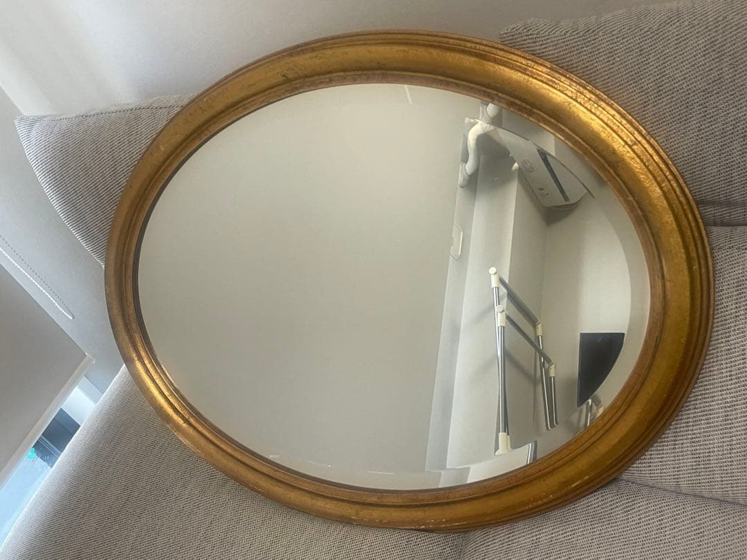 アンティークミラー　ゴールドフレーム楕円鏡　79×59㎝