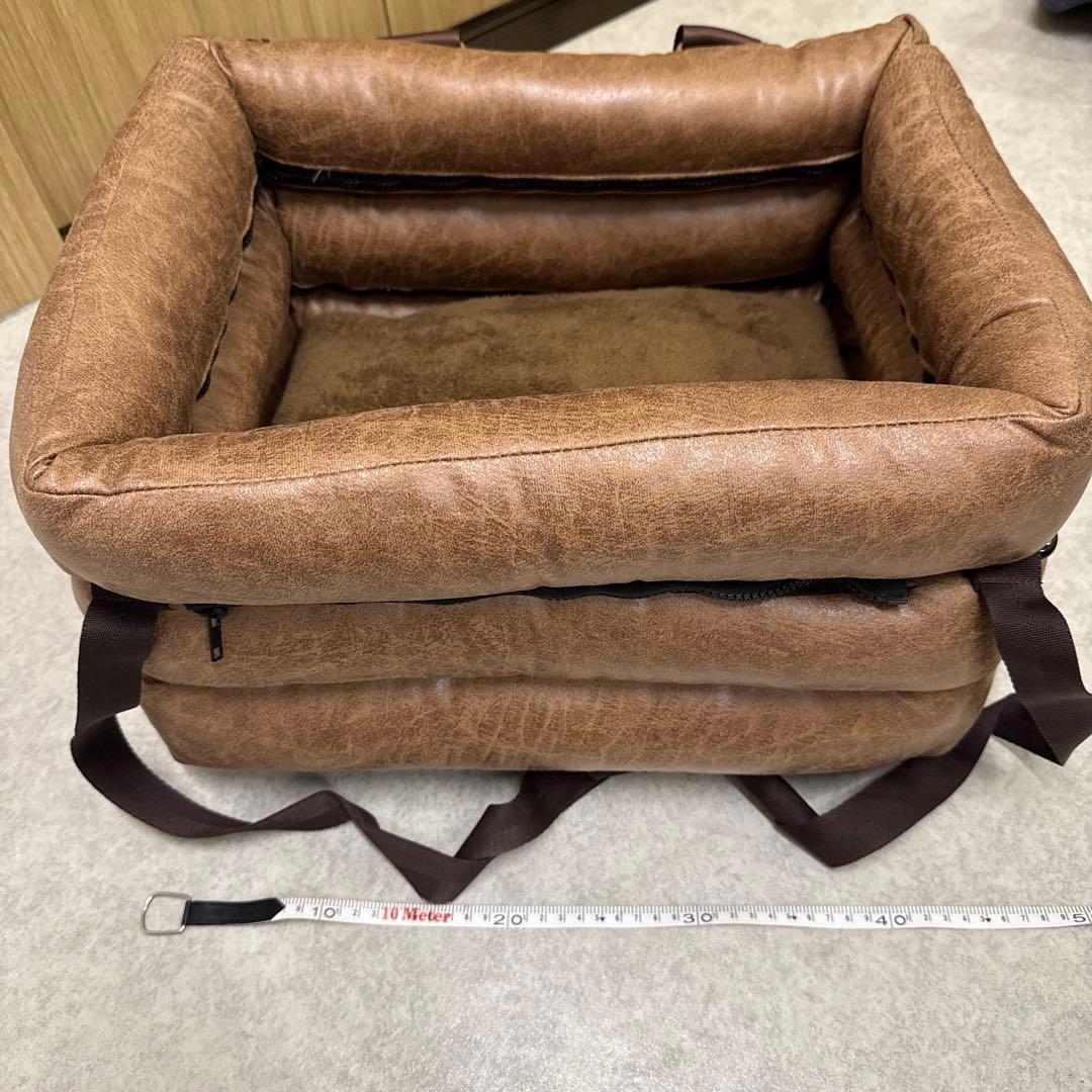 ペット用ブラウン合成皮革ベッド・クッション