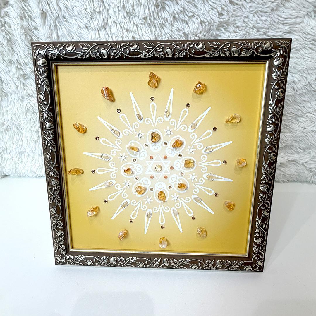 【開運】新月満月の“陰陽”クリスタルアート 天然石 曼荼羅 ヒーリング 2枚組