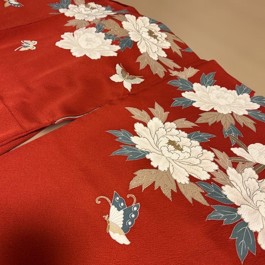 振袖　赤 正絹 美品 しつけ付