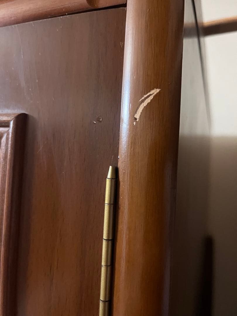 木製 3ドア アンティーク 洋服タンス 収納 ブラウン 3扉 引き出しミラー付