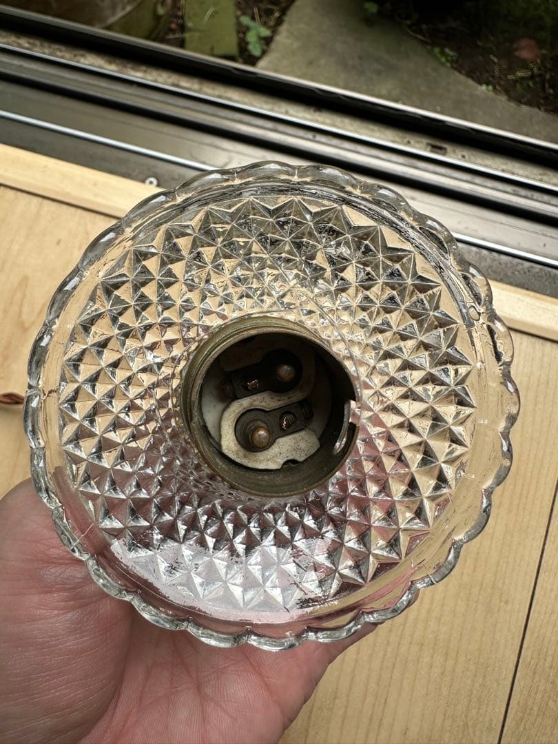 20年代 フランス アンティーク ダイヤモンドキルト模様の小さなアトリエランプ＊