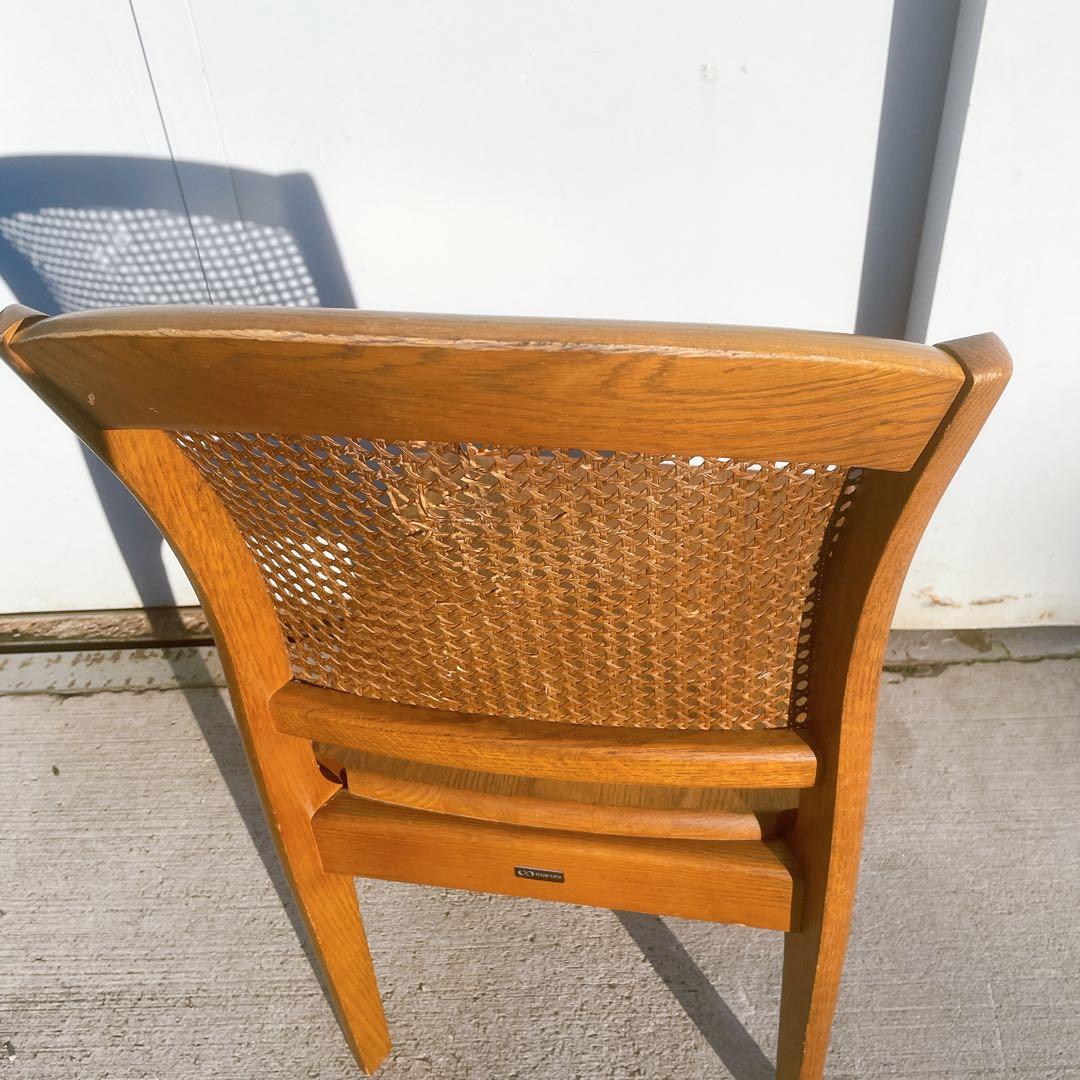 【希少①】マルニ maruni 木製ダイニングチェア ラタン 籐 旧ロゴ 椅子