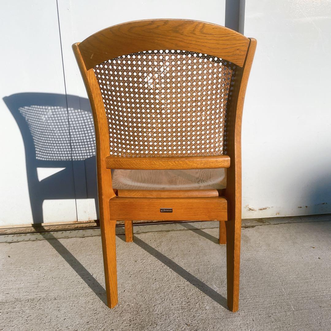 【希少①】マルニ maruni 木製ダイニングチェア ラタン 籐 旧ロゴ 椅子