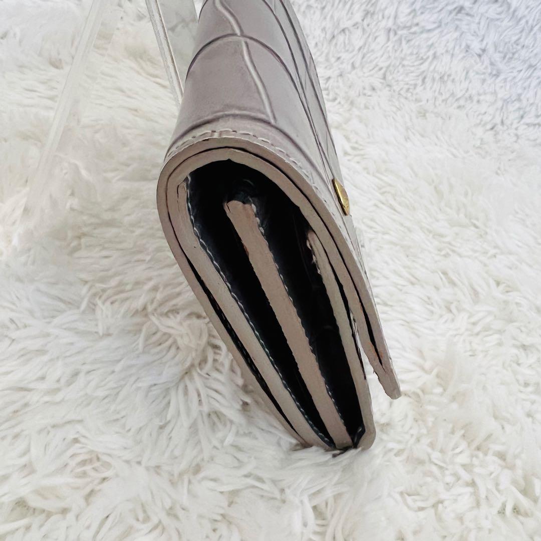 【希少】IL BISONTE クロコ型押し　二つ折財布　本革　バイソン刻印　高級