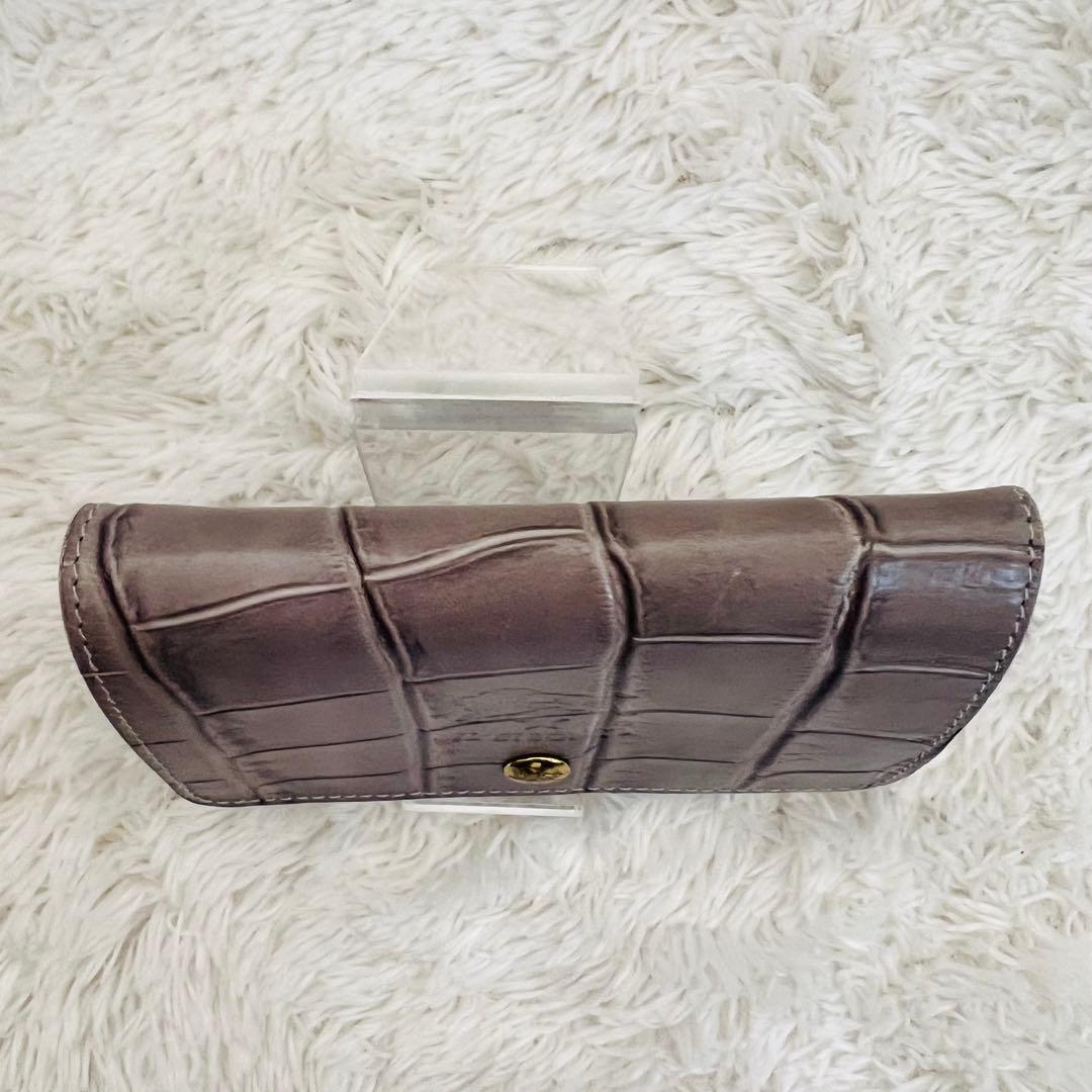 【希少】IL BISONTE クロコ型押し　二つ折財布　本革　バイソン刻印　高級