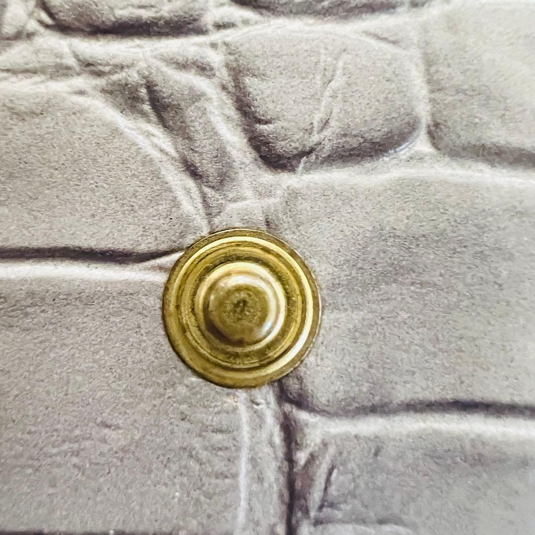 【希少】IL BISONTE クロコ型押し　二つ折財布　本革　バイソン刻印　高級