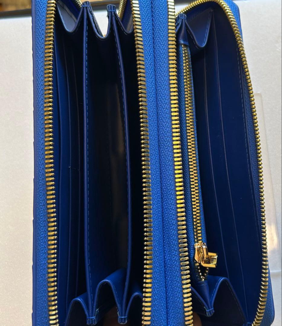 クロコダイル　ダブルファスナー　長財布　ワニ革財布　ブルー