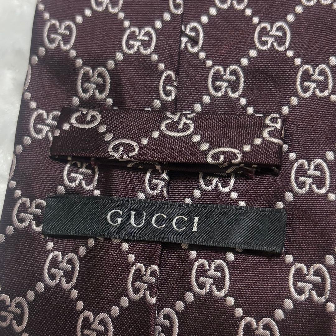 【美品】グッチ ネクタイ ハイブランド GG柄 インターロッキング 光沢 希少