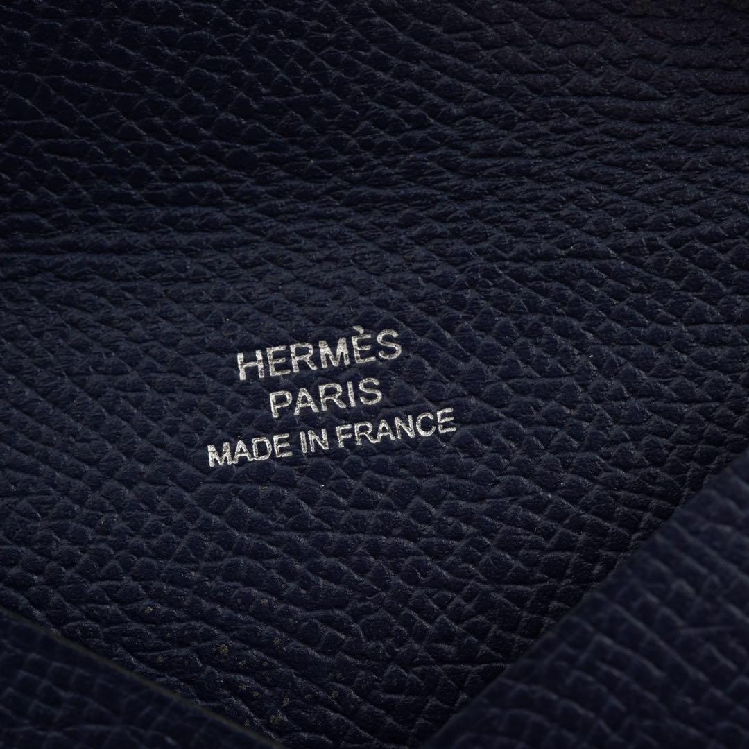 極美品　HERMES エルメス　小銭入れ　ケース　レザー　ネイビー　希少