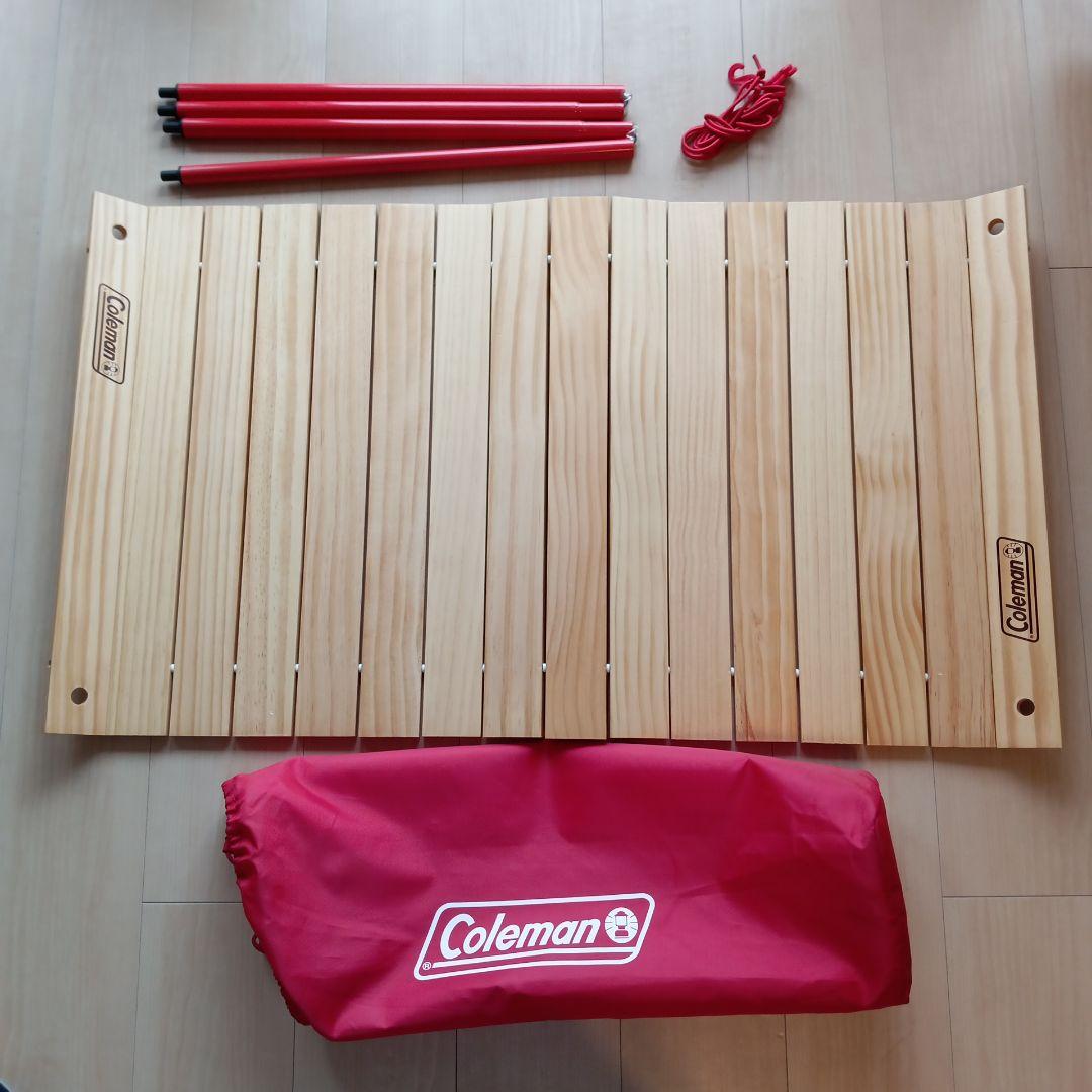 【美品】Coleman(コールマン) アウトドアワゴンウッドロールテーブル