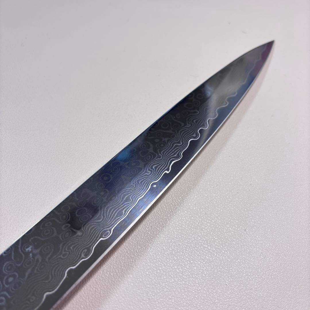 尺　300mm 墨流しダマスカス 柳刃包丁 黒檀本 牛八角柄　刺身包丁 和包丁︒