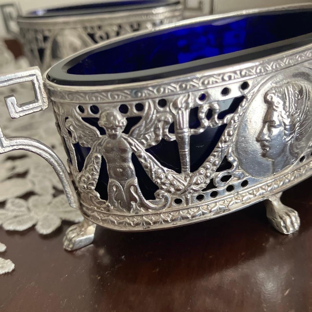 ドイツ　ハナウ　純銀アンティーク　ソルトセラーペア