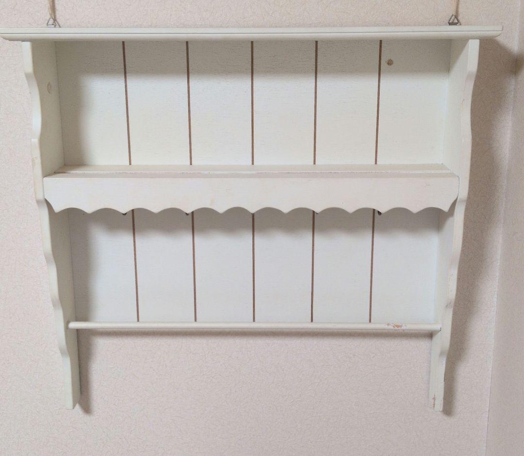旧 imane ホワイトカップボード 木製 壁掛けシェルフ
