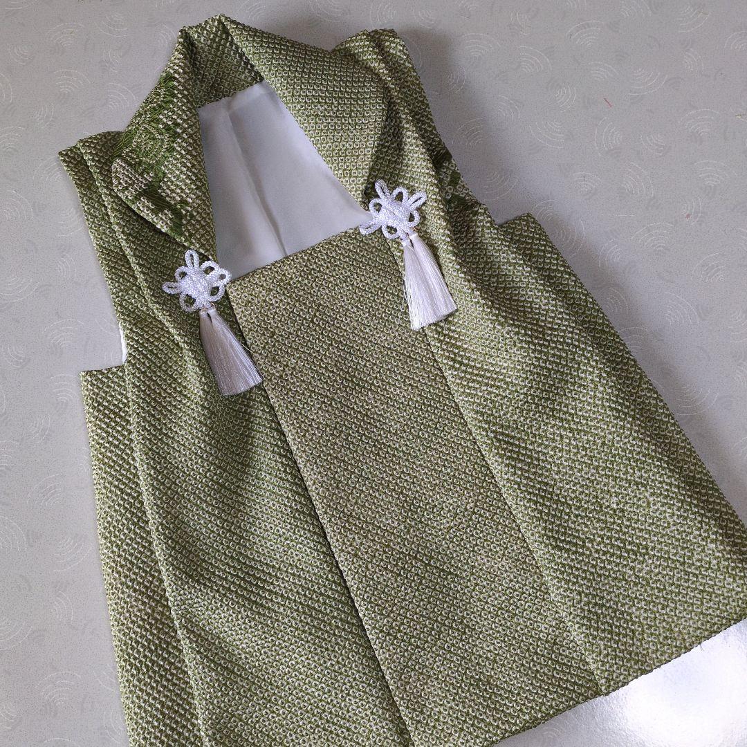 七五三３歳男の子正絹総絞りの被布(抹茶色の柄あり）