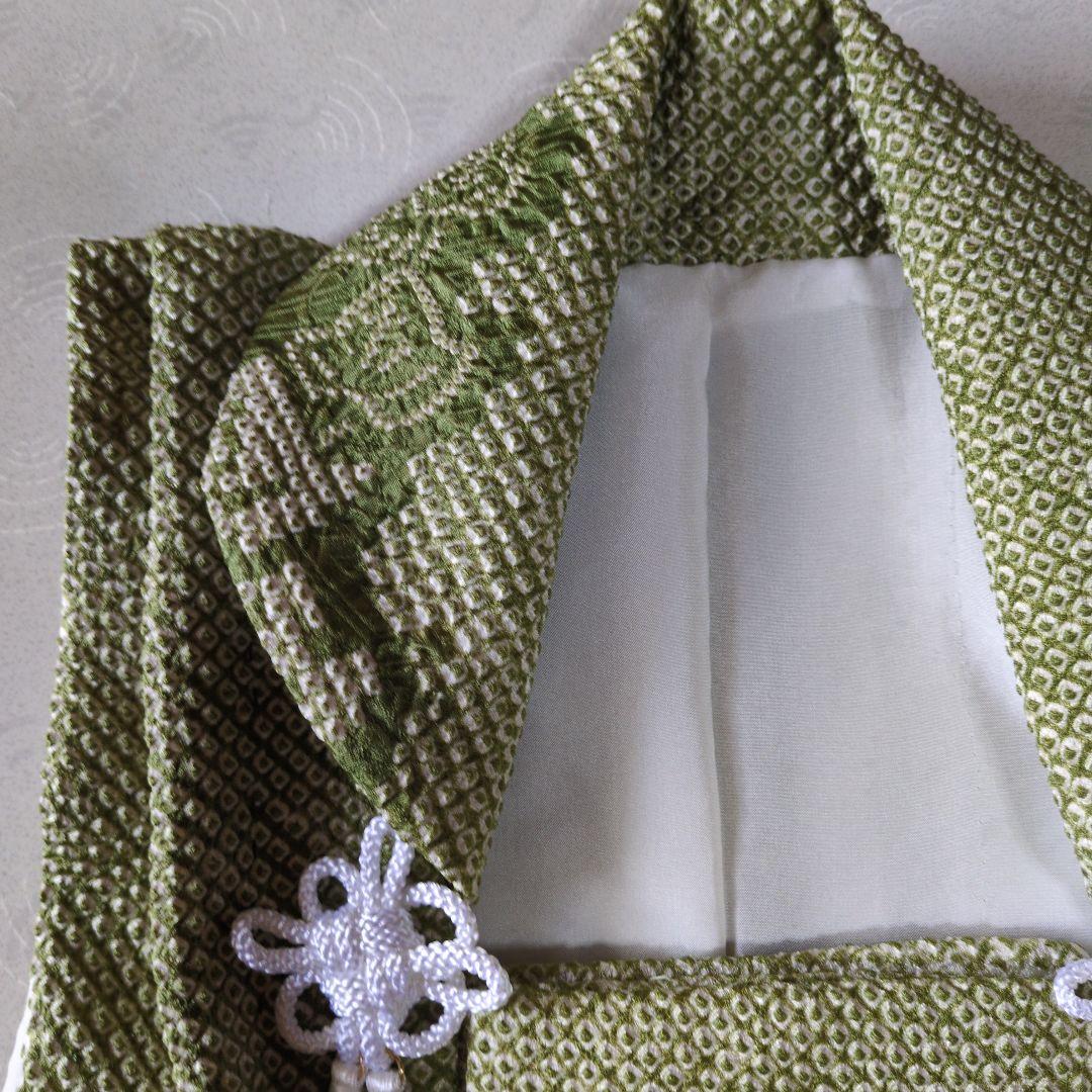 七五三３歳男の子正絹総絞りの被布(抹茶色の柄あり）