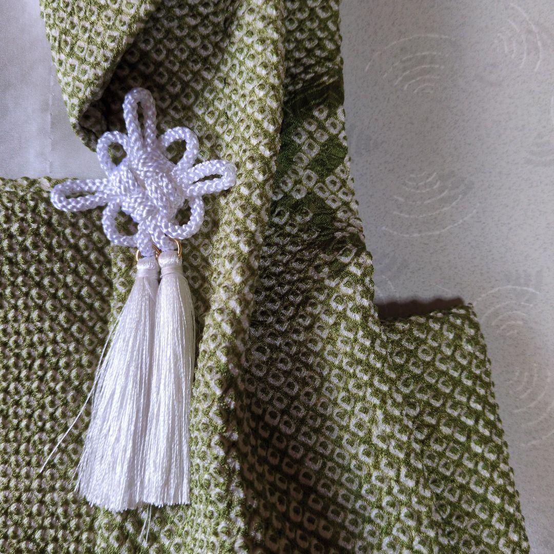 七五三３歳男の子正絹総絞りの被布(抹茶色の柄あり）