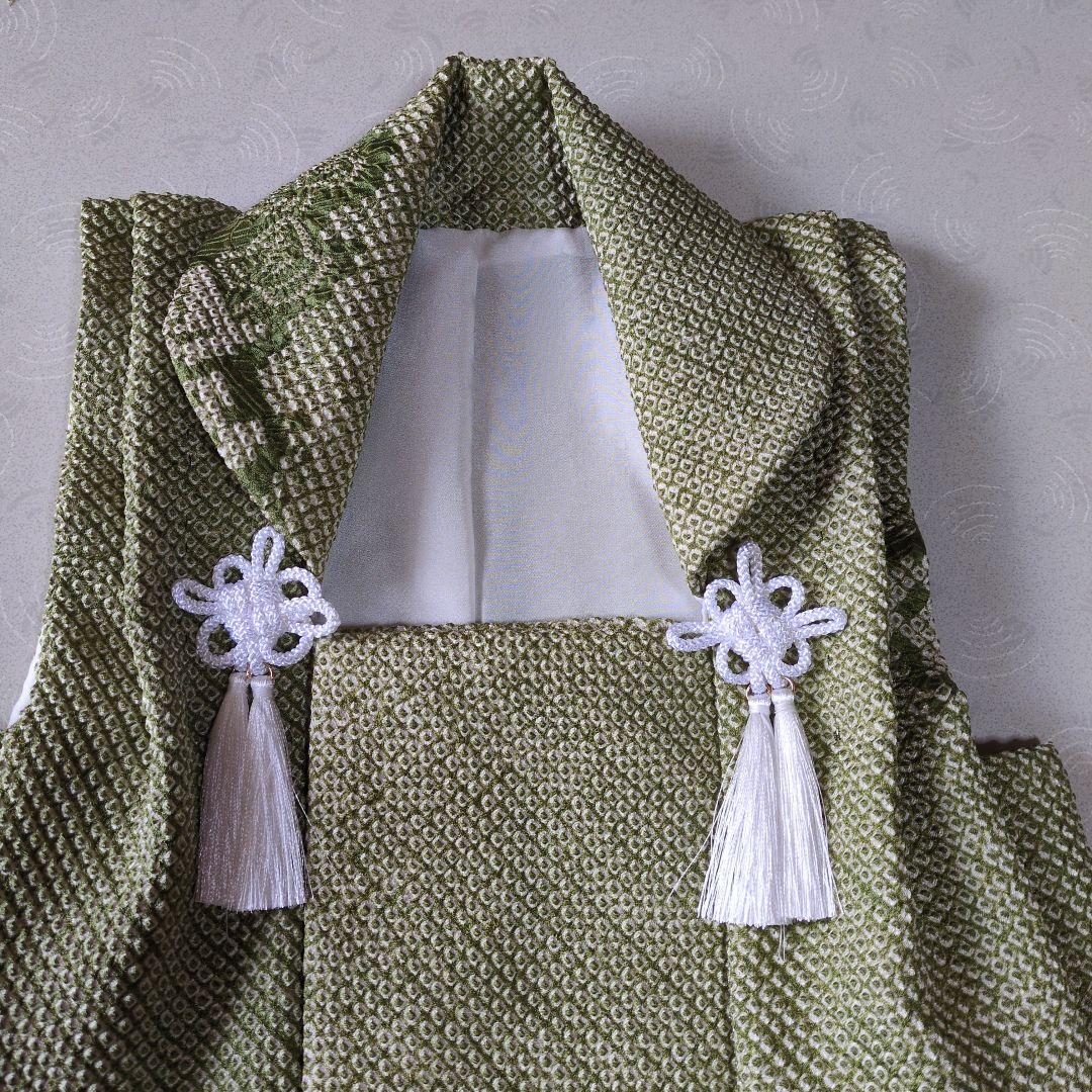七五三３歳男の子正絹総絞りの被布(抹茶色の柄あり）
