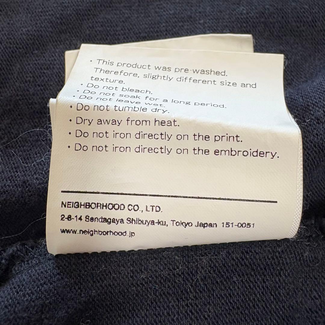 ネイバーフッド 綿×レーヨン リブ付き長袖T 1ポイント刺繍＋フロッキープリント