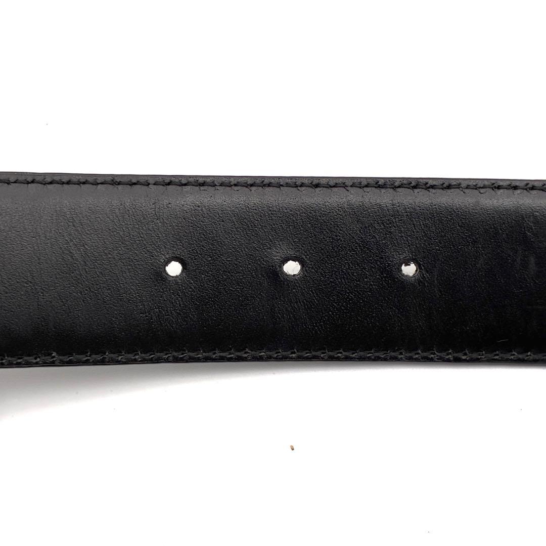 美品 GUCCI グッチ ベルト インターロッキング シマレザー GG ブラック