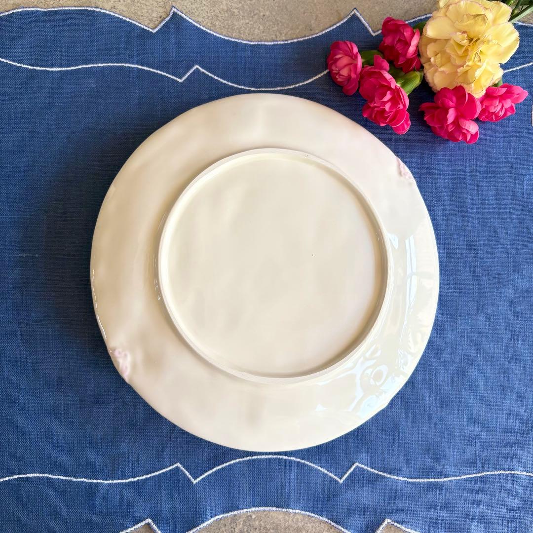 レースハンカチ苺プレート　2枚　皿　食器　メルヘン　赤　青　いちご　ヴィンテージ