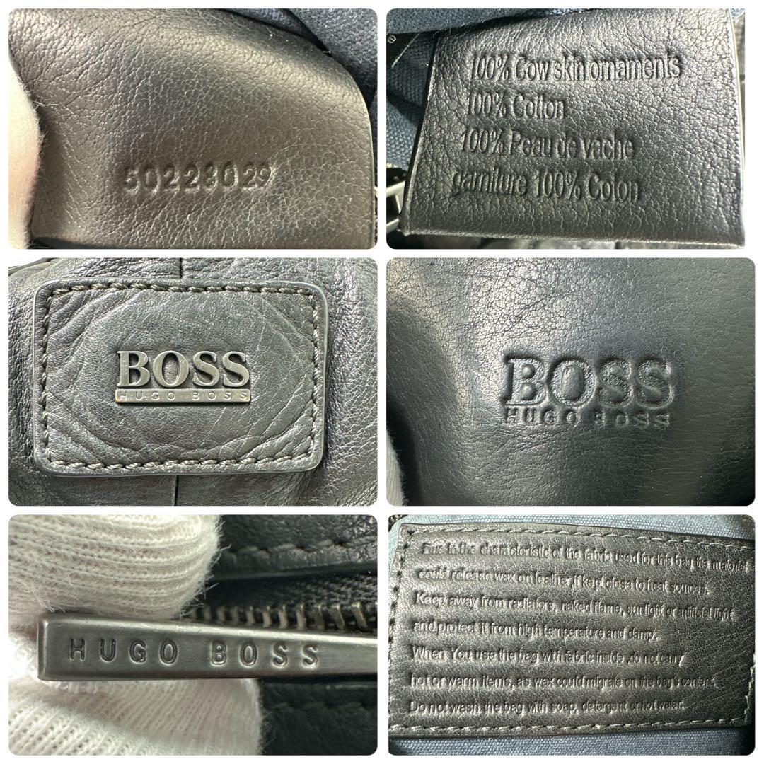 HUGO BOSS トートバッグ レザー 大容量 ビジネスバッグ 肩掛け ロゴ