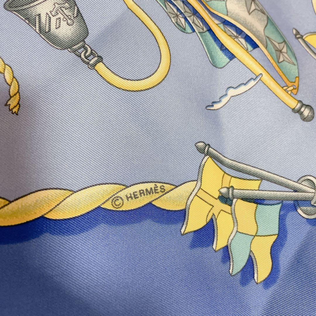 極美品　エルメス　カレ90 RAILING 船の手摺　シルク　スカーフ