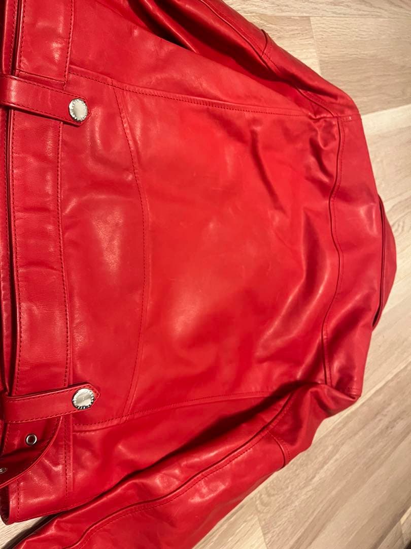 DSQUARED2 レッド ダブルライダースジャケット 40