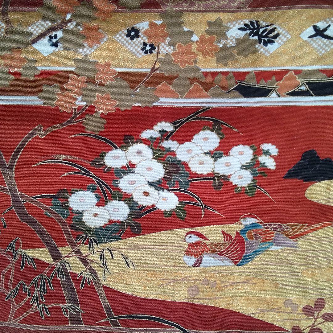 着物リメイクワンピース 留袖ドレス屏風絵 落款あり作家物