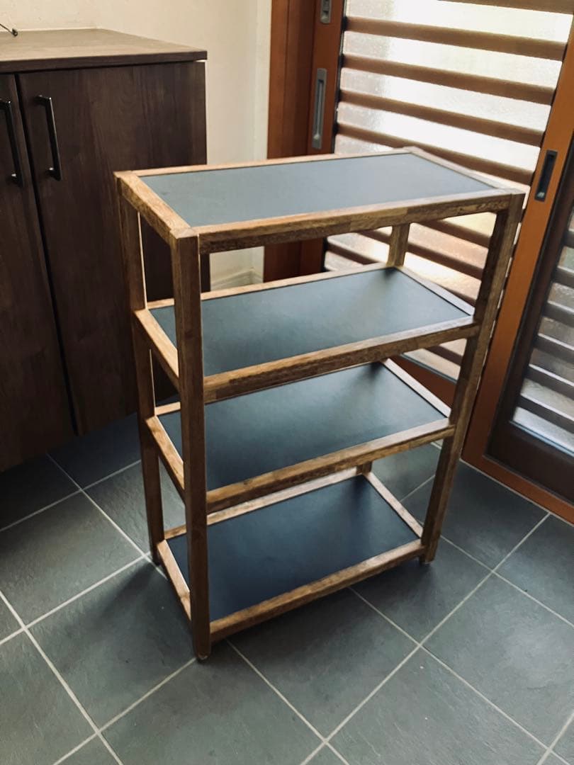 リノリウム×ラバーウッド　オープンシェルフ　オープンラック　ハンドメイド