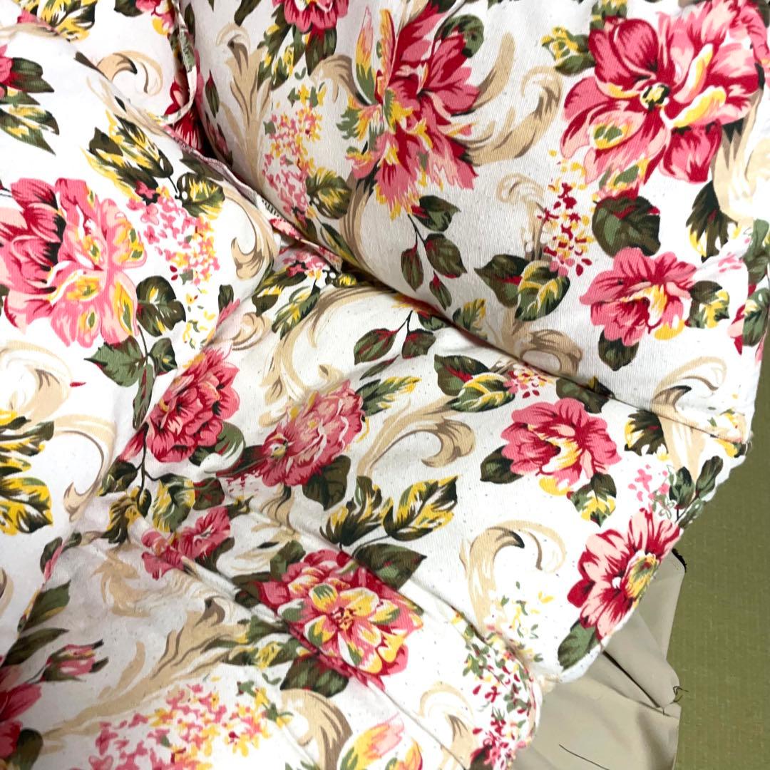 ◆【直接受渡し限定】ハンギングチェア 花柄クッション付き ブラウン