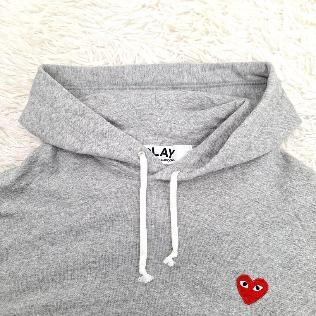 【レアXL】プレイコムデギャルソン ハート刺繍ロゴ パーカー グレー 超人気