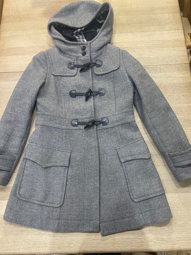 バーバリーブルーレーベル　ダッフルコート グレー　アンゴラ素材　サイズ38