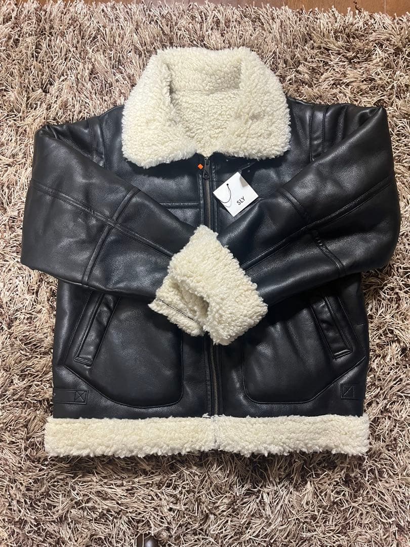 SLY ボア付きレザージャケット ブラック