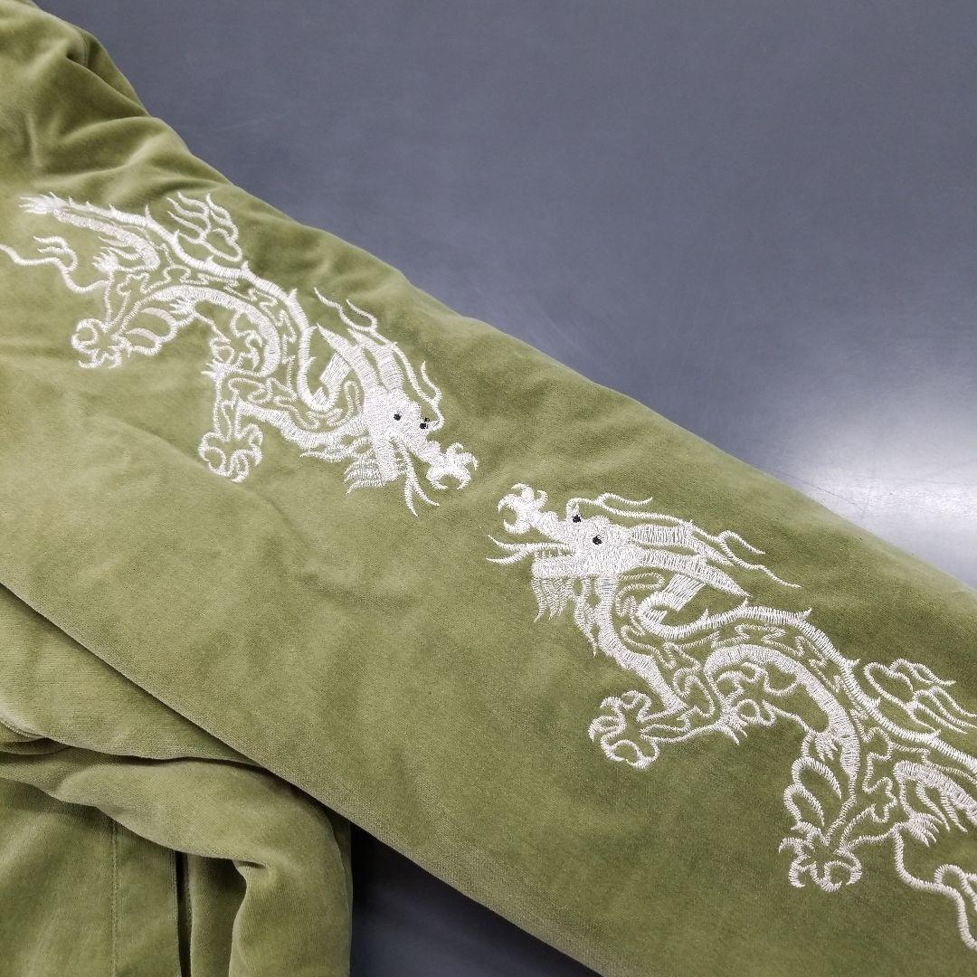 LLサイズ スカジャン 白龍 別珍 ベロア Hoshihime 白竜 カーキ色