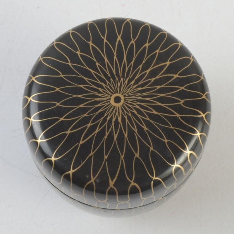 茶道具　中村湖彩作　黒網目蒔絵　中棗　共箱　V　9554