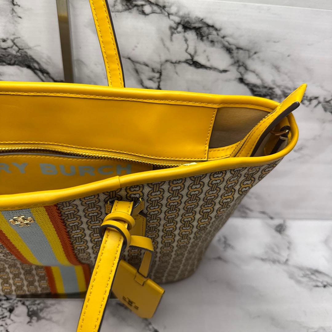 (美品)大人気、トリーバーチ、ジェミニリンク、2way、PVC、人気色、総柄、金