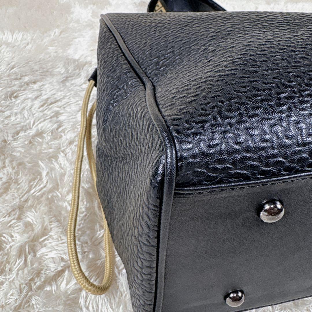 VERSACE ヴェルサーチ トートバッグ メデューサ 巾着 レザー A4 黒