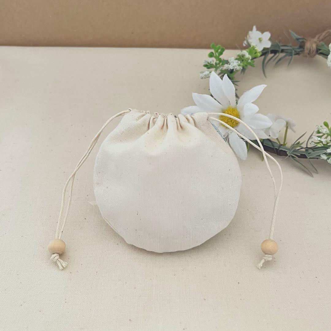 2403-2 手のひら巾着サシェ 香り袋  ボタニカル モロッカン ライトブルー