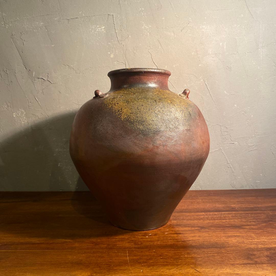 丹波焼 甕 三耳壺 花器 花入 美術品 骨董品 備前焼 在銘 コレクション