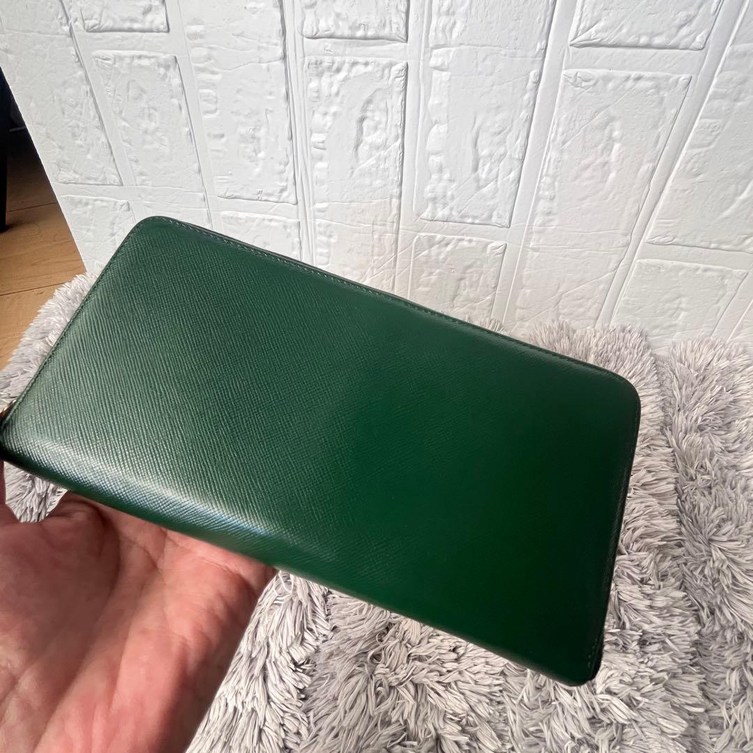 PRADA✨ラウンドファスナー　バイカラー　三角ロゴ　グリーン　ネイビー　メンズ